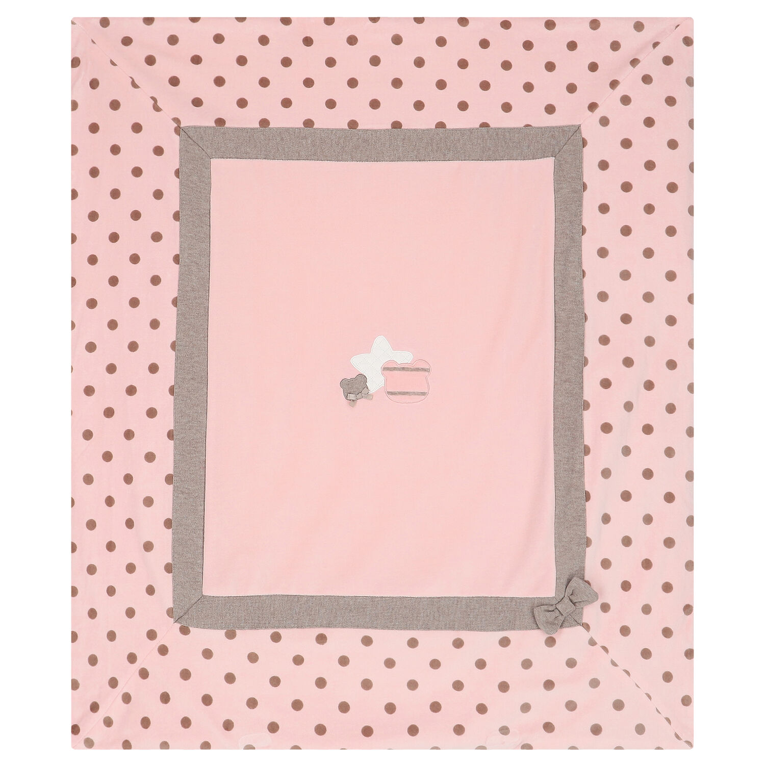 Baby Girls Pink Teddy Bear & Star Blanket, 1, hi-res